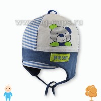 Шапка детская AJS W17 34-036  (одинарный трикотаж, двойной на ушах)