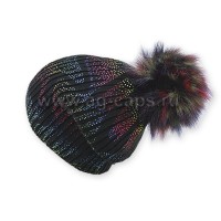 Шапка женская SELFIE CZD 3 REZINKA BLACK VOLNA RGB 418130 PAL-Y (на флисе)+(иск. помпон)