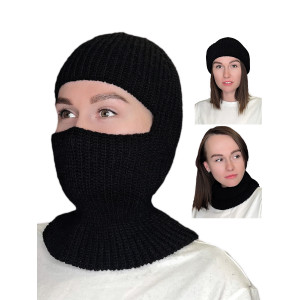 Балаклава вязаная SELFIE 422738 (одинарный вывяз) черный цвет - Фото